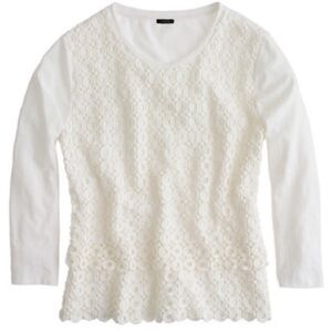 J. CREW Eyelet Lace Layered Top in Cream